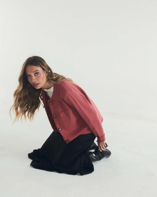 Chaqueta Lana merino Linnea Frambuesa