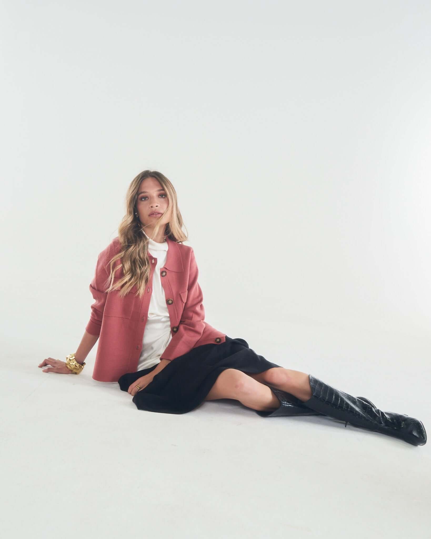 Chaqueta Lana merino Linnea Frambuesa
