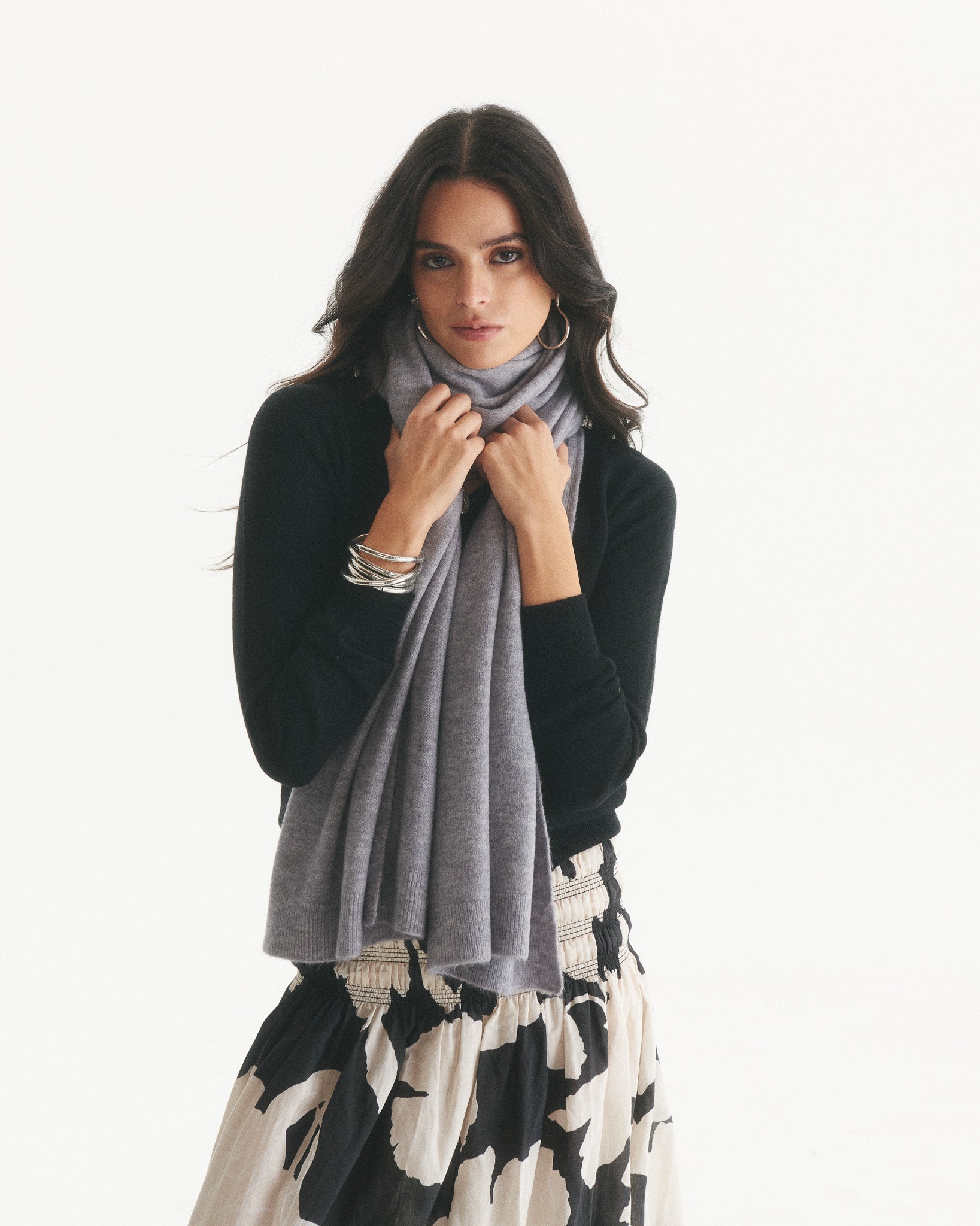Bufanda 100% Cashmere Rosalia Gris