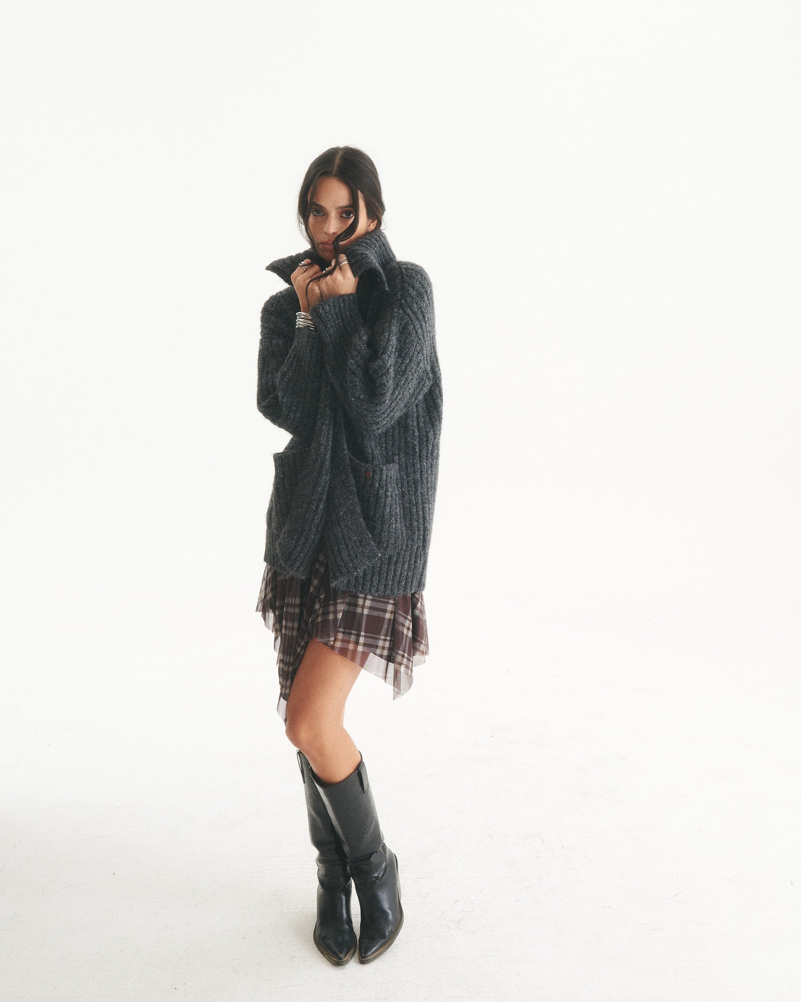 Chaquetón Lana Anja Gris Oscuro