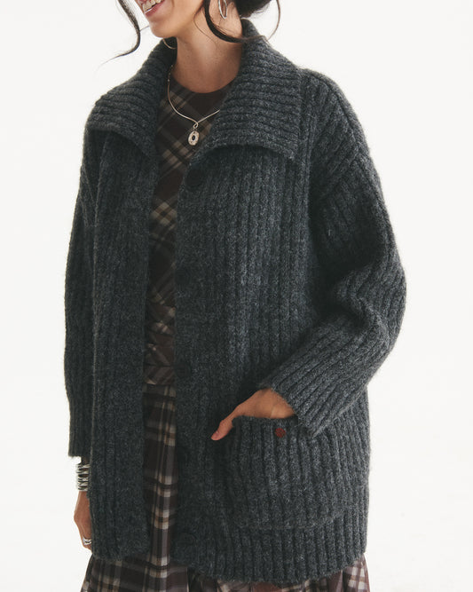 Chaquetón Lana Anja Gris Oscuro