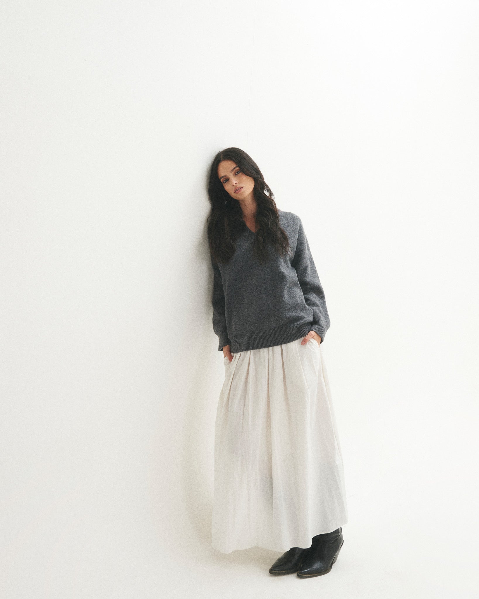 Sweater 100% Lana Vibeke Gris Oscuro