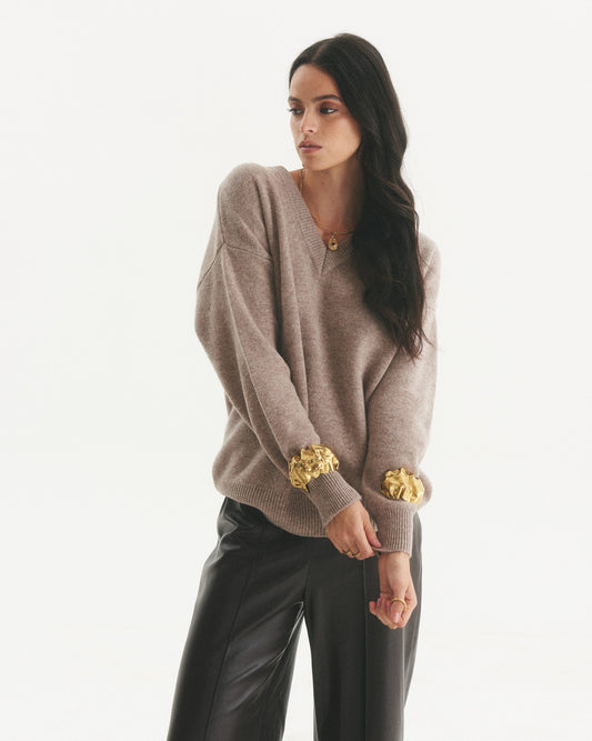 Sweater 100% Lana Vibeke Taupe