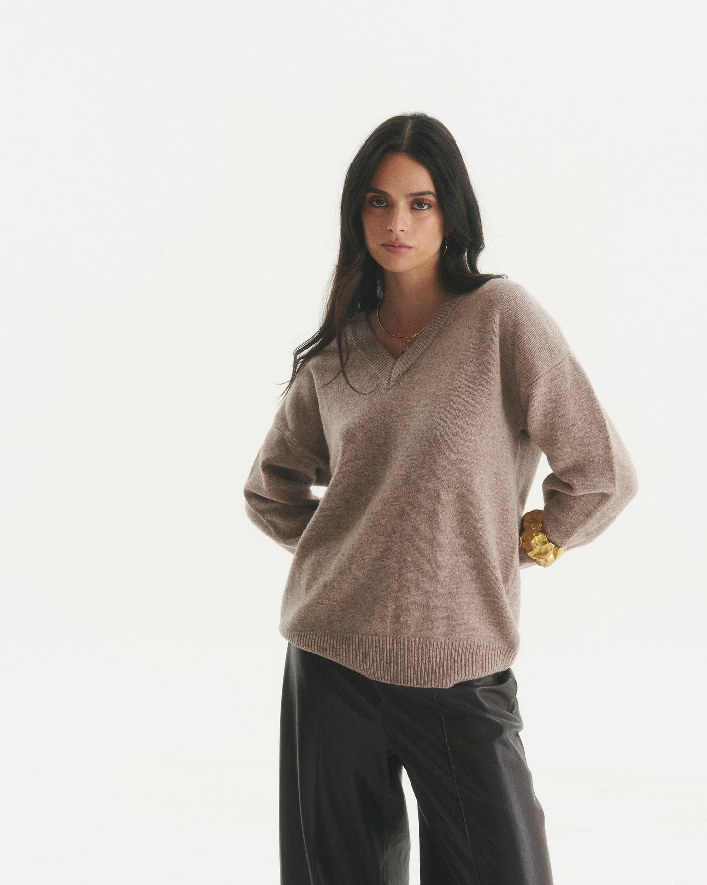 Sweater 100% Lana Vibeke Taupe