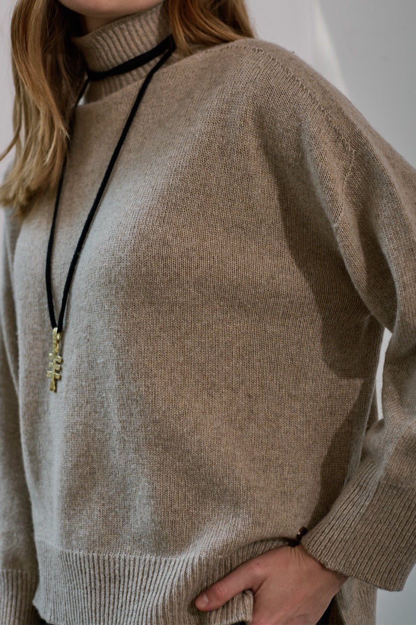 Sweater Lana y Cashmere Ancona Beige Detalle