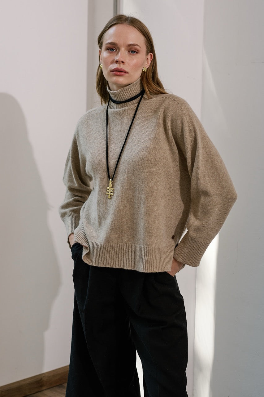 Sweater Lana y Cashmere Ancona Beige Vista Frontal