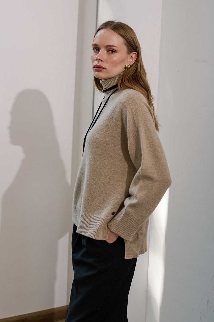 Sweater Lana y Cashmere Ancona Beige Vista Lateral