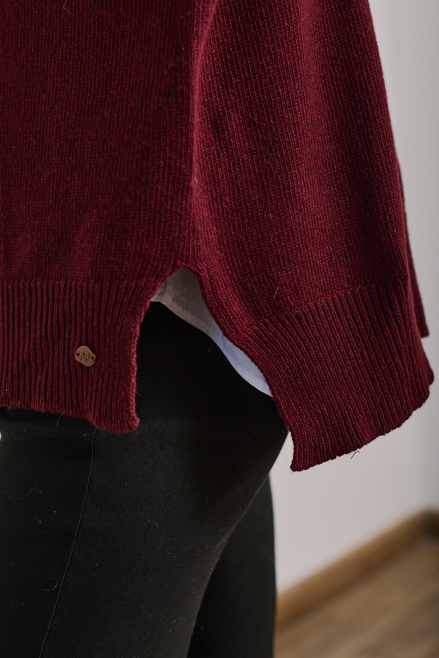 Sweater Lana y Cashmere Ancona Burdeo Detalle
