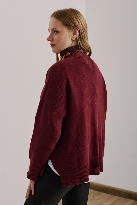 Sweater Lana y Cashmere Ancona Burdeo Vista Posterior