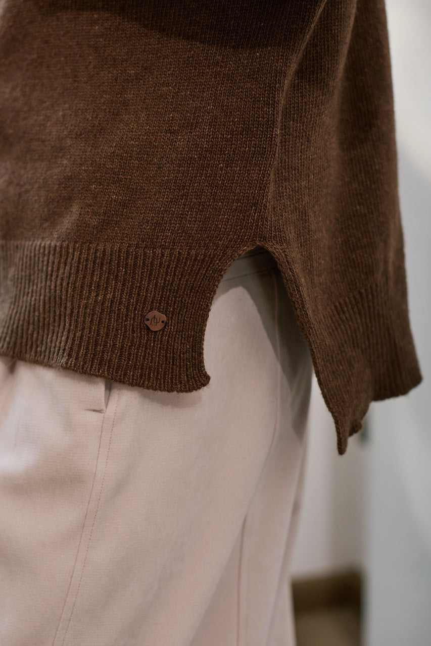Sweater Lana y Cashmere Ancona Café Detalle