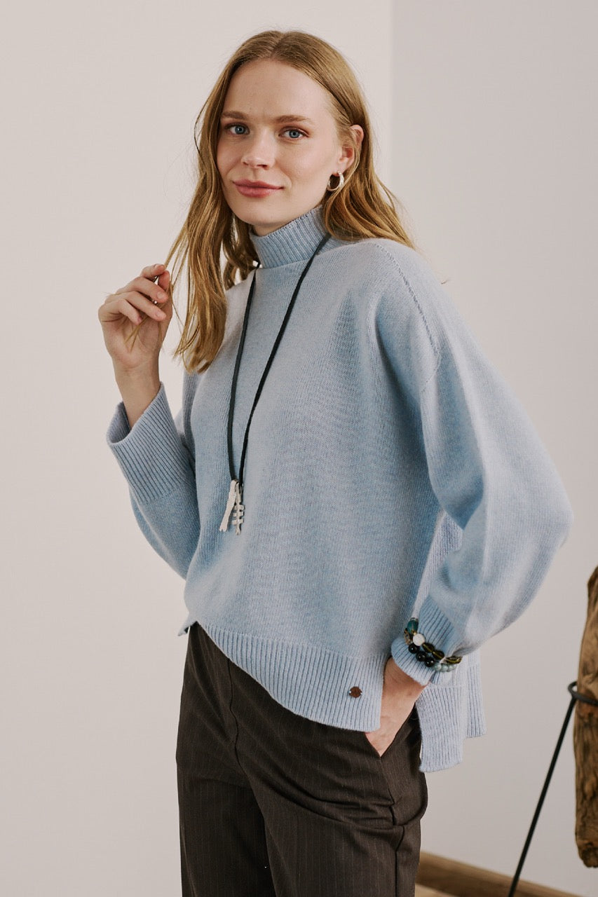 Sweater Lana y Cashmere Ancona Celeste Total Look