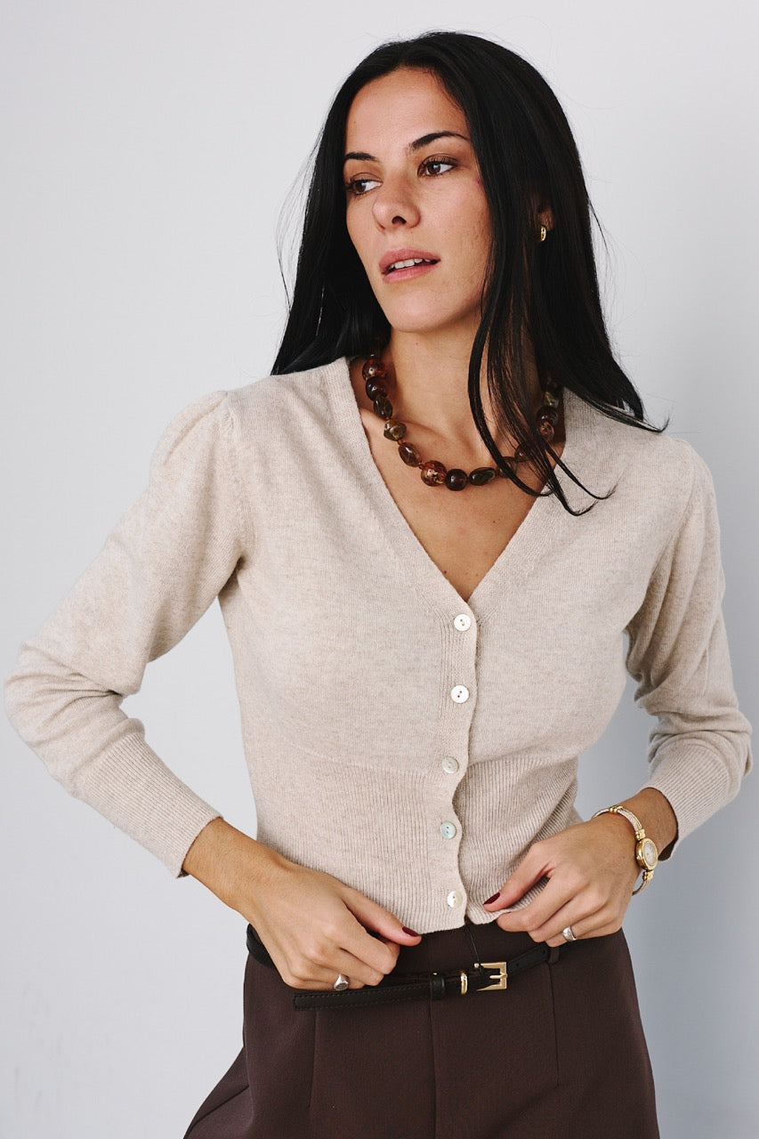 Chaleco Lana y Cashmere Beige Frontal