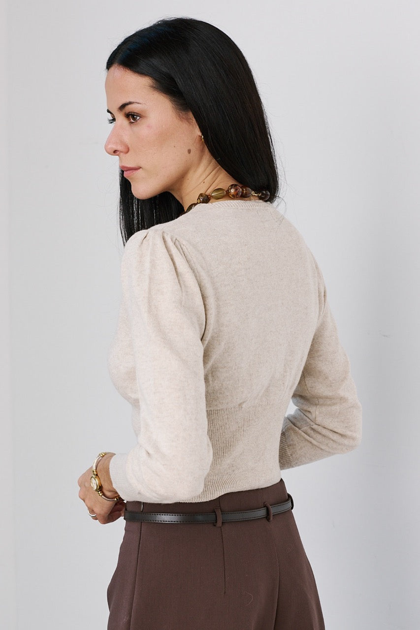 Chaleco Lana y Cashmere Beige Posterior