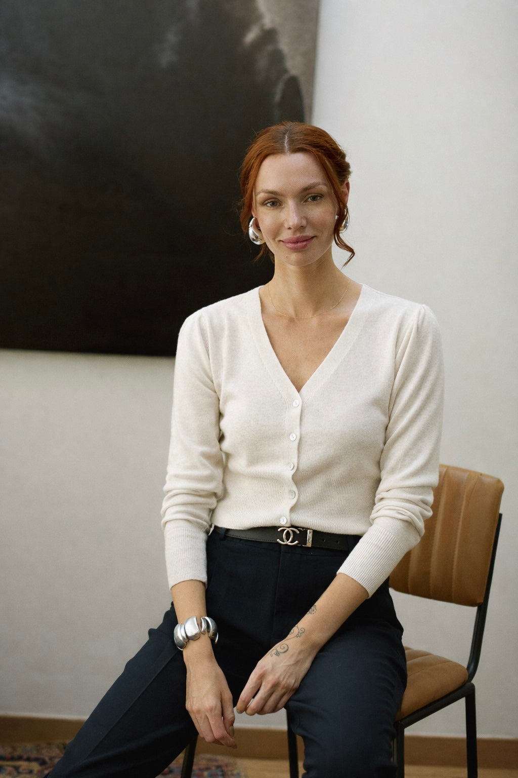 Chaleco Lana y Cashmere Aosta Crudo Vista Frontal