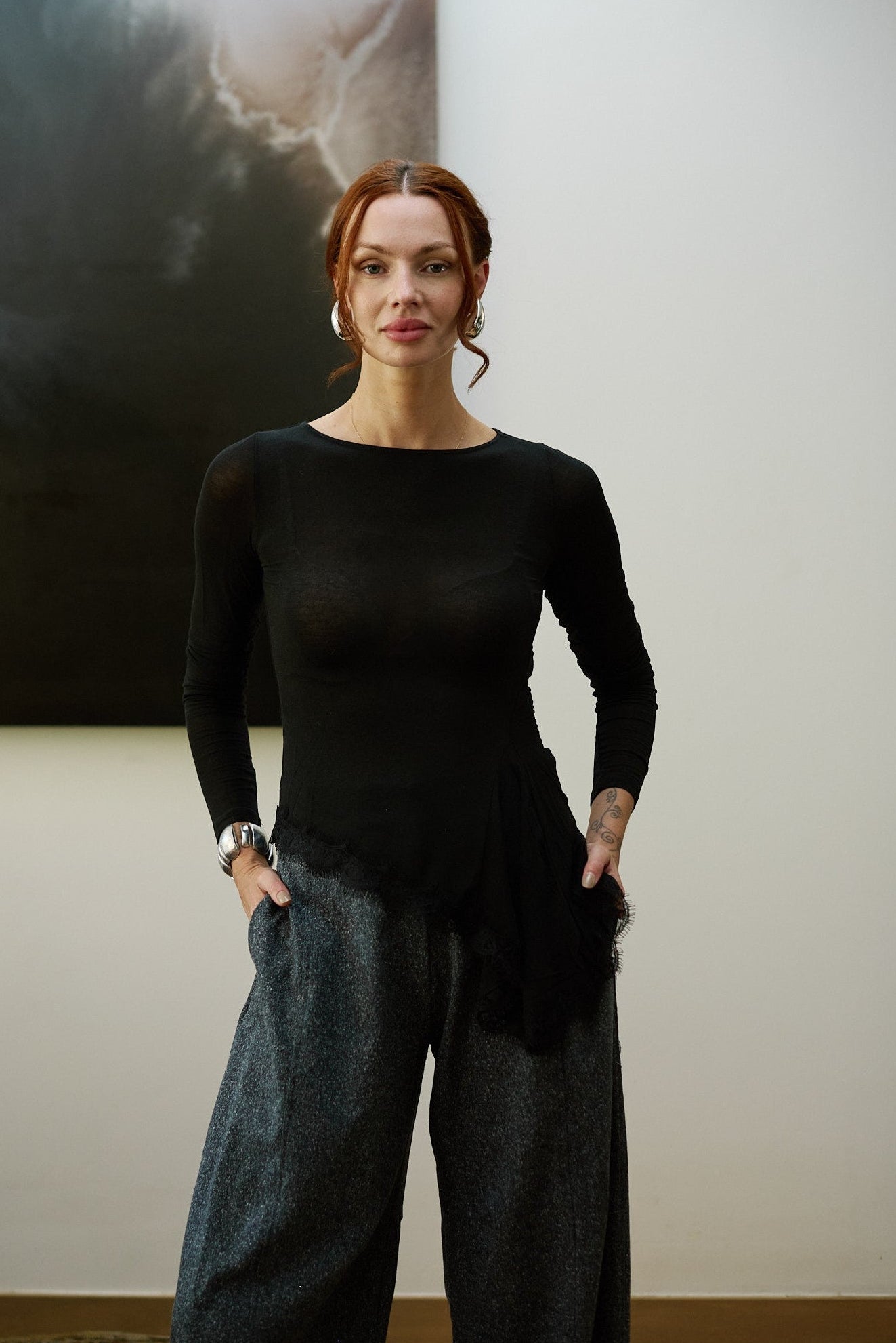 Camiseta Blend Cashmere Bari Negro Vista Frontal
