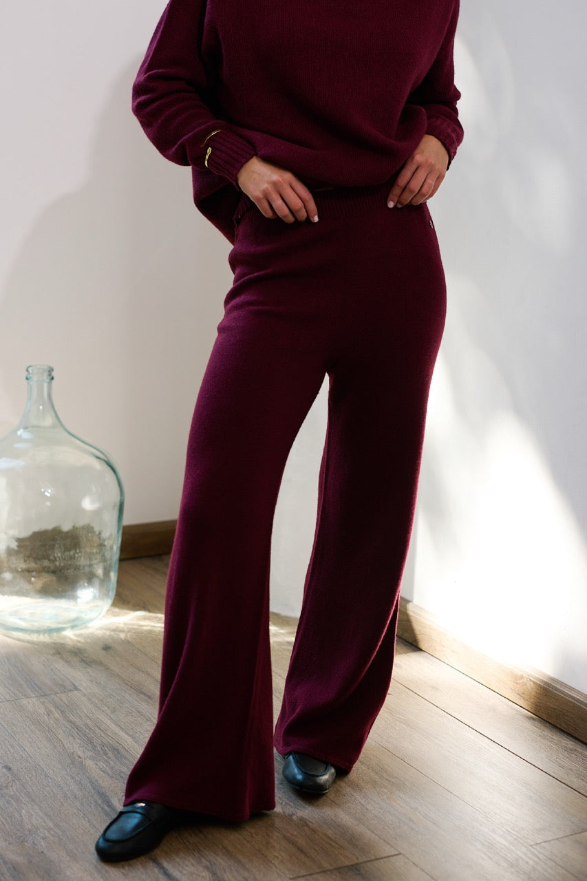 Lana y Cashmere Bellagio Pants Burdeo Vista Frontal