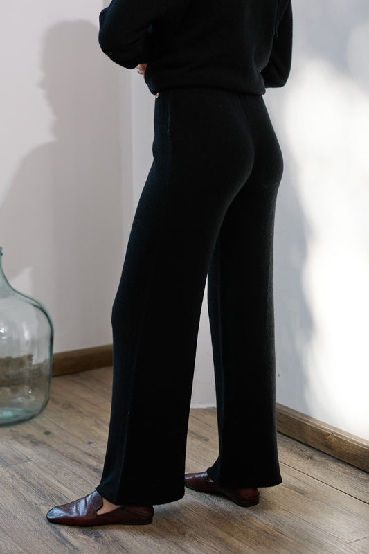 Lana y Cashmere Bellagio Pants Negro Vista Lateral