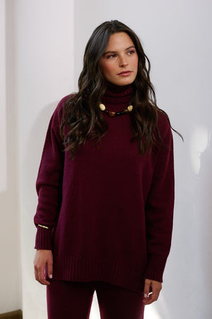 Sweater Lana y Cashmere Bellagio Burdeo Vista Frontal