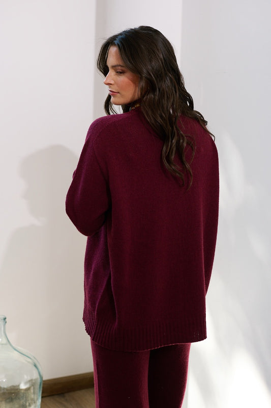Sweater Lana y Cashmere Bellagio Burdeo Vista Posterior