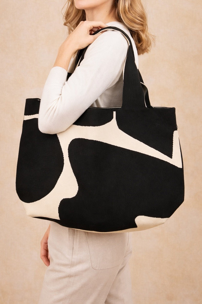 Black And White Shopping Bag Vista Lateral