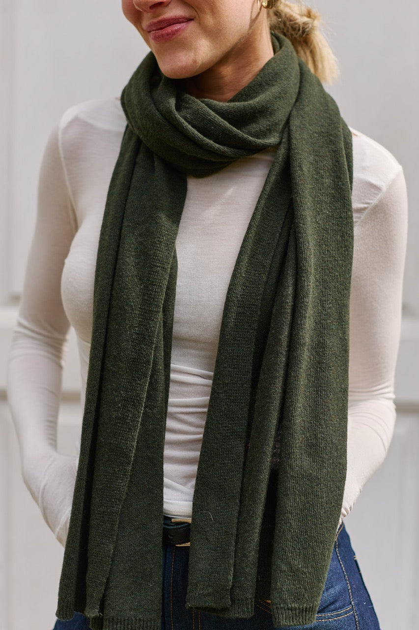 Bufanda Lana y Cashmere Torino Verde Oscuro Vista Frontal