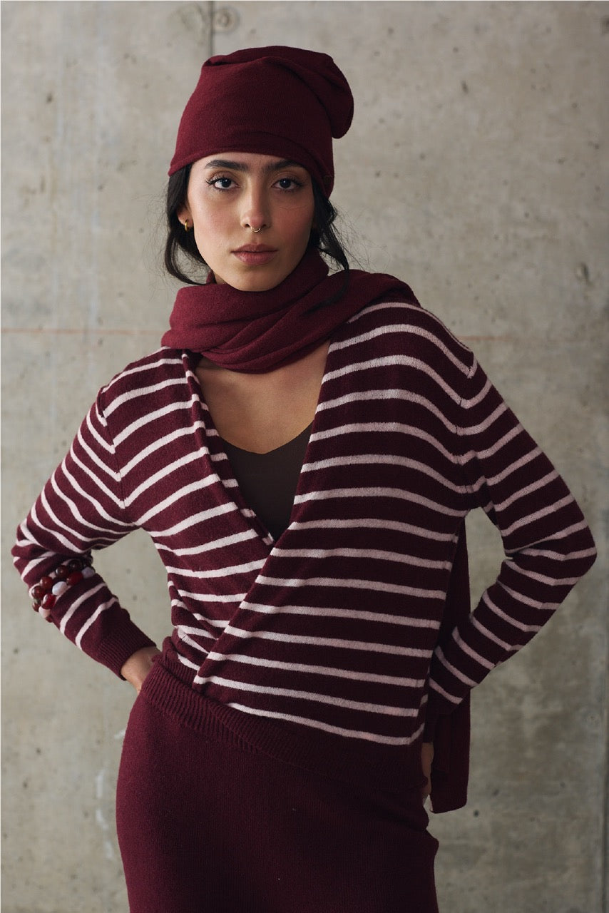 Chaleco Lana y Cashmere Ponzo Burdeo Vista Frontal 2