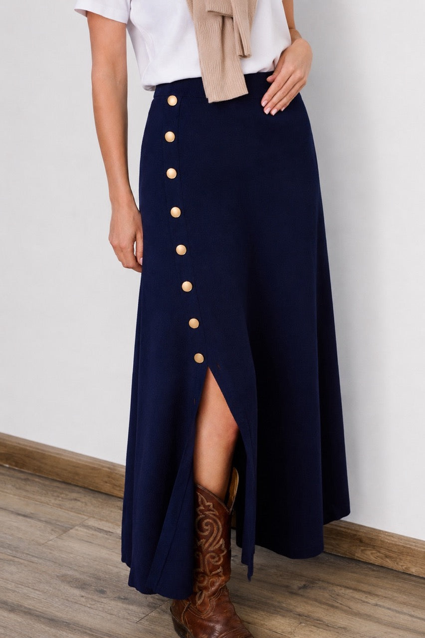 Falda Viscosa Sten Azul Marino