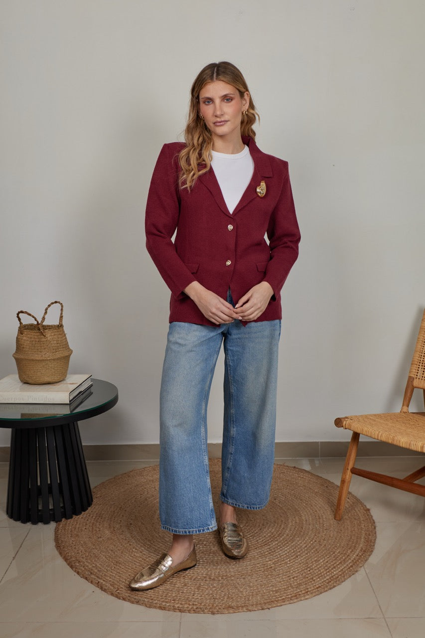 Blazer Paño Edda Burdeo