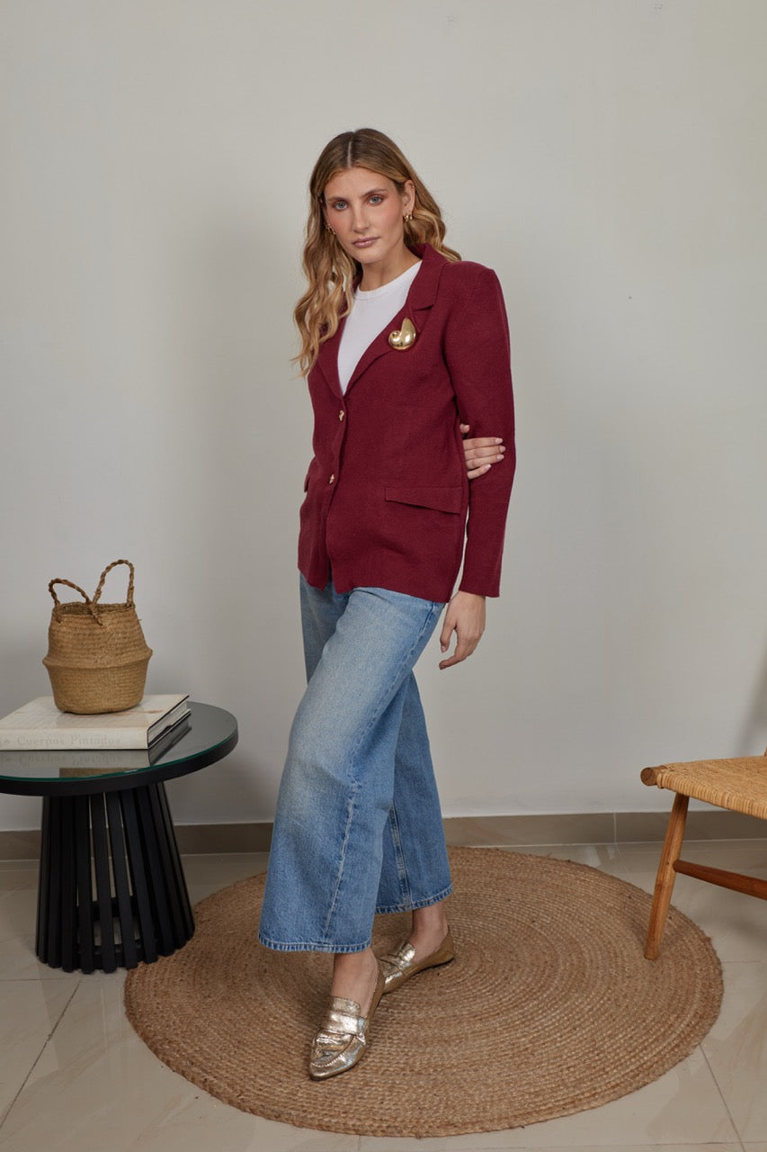 Blazer Paño Edda Burdeo