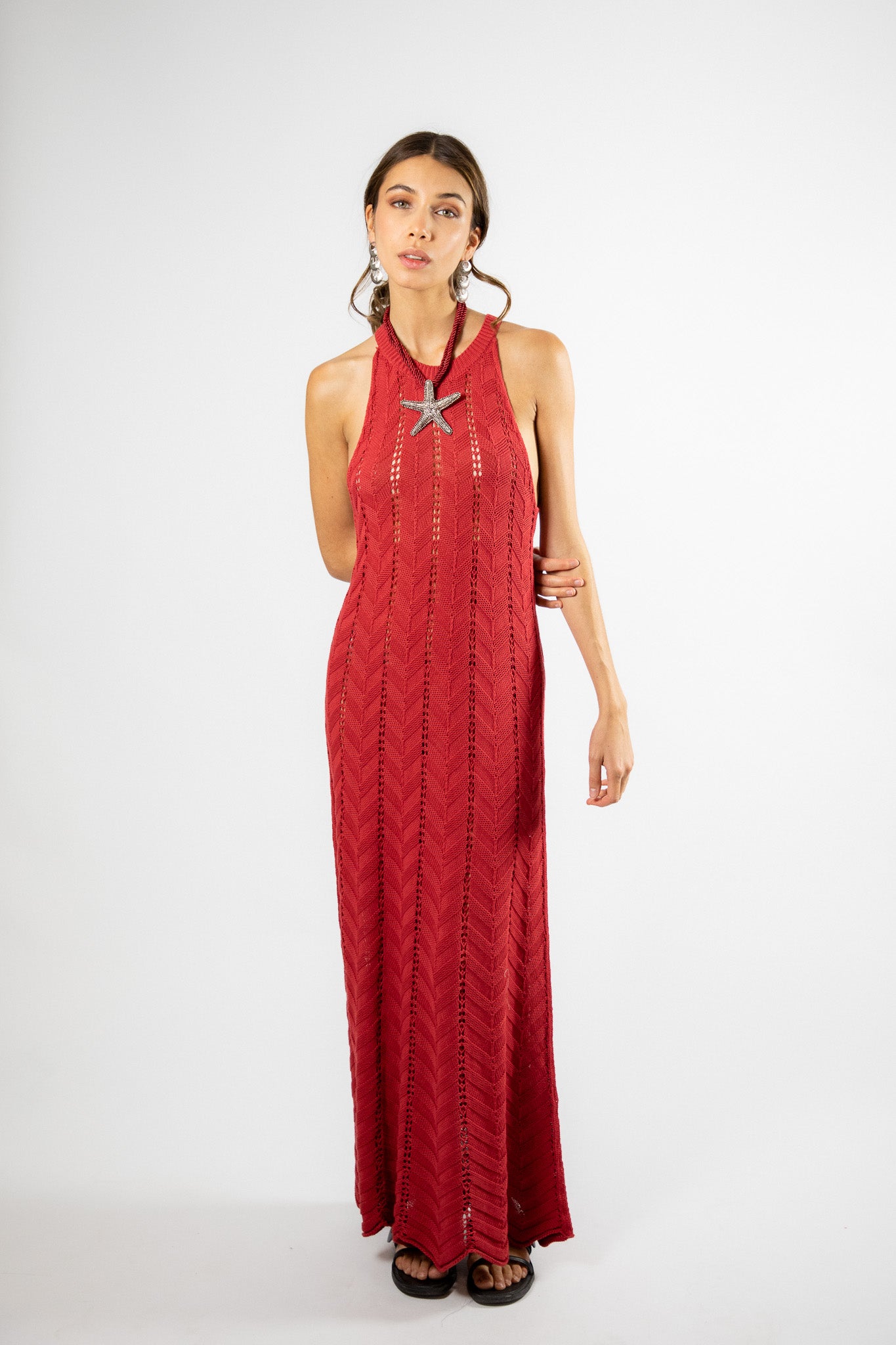 Vestido largo Algodón Elita Rojo