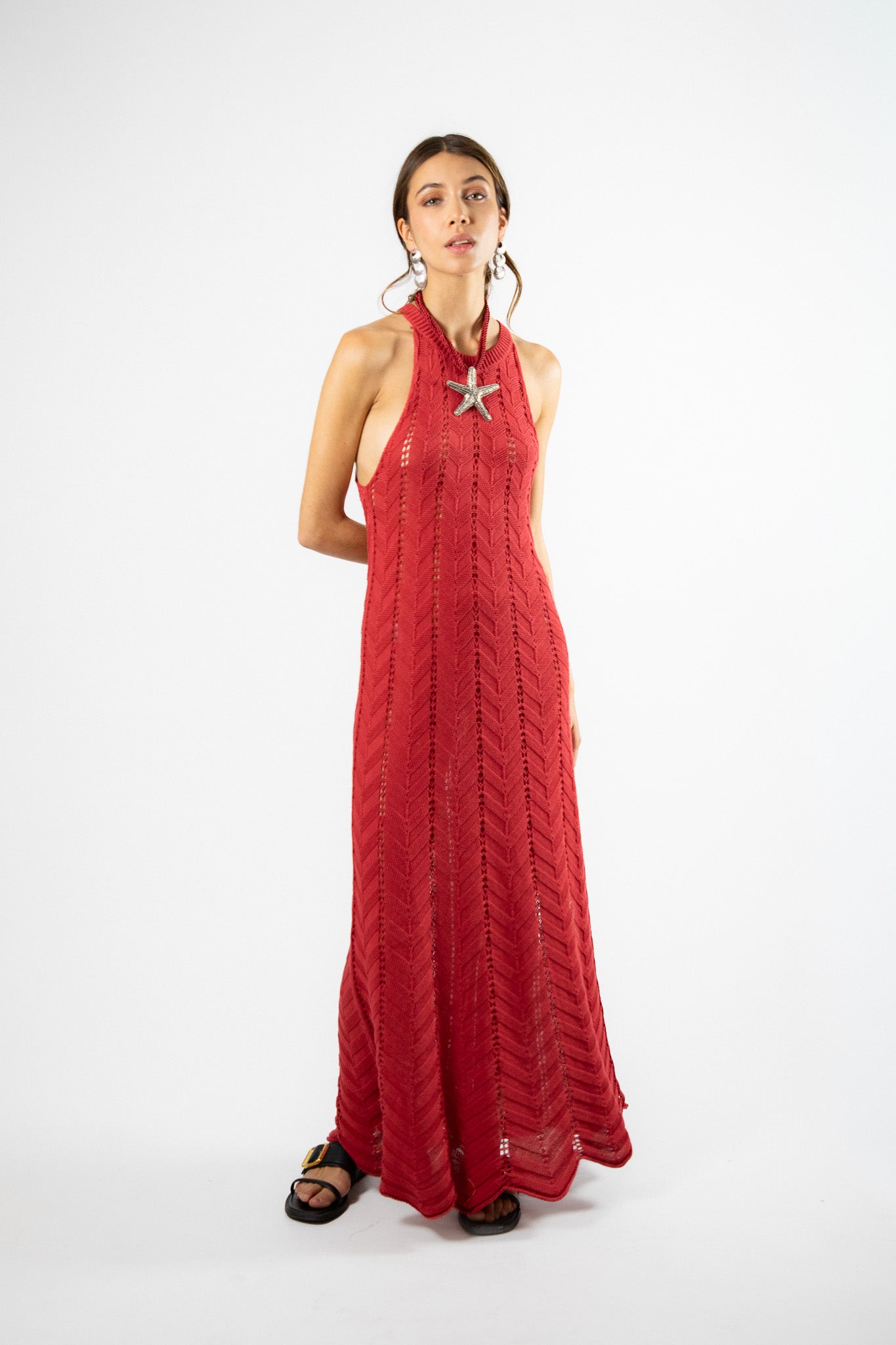 Vestido largo Algodón Elita Rojo