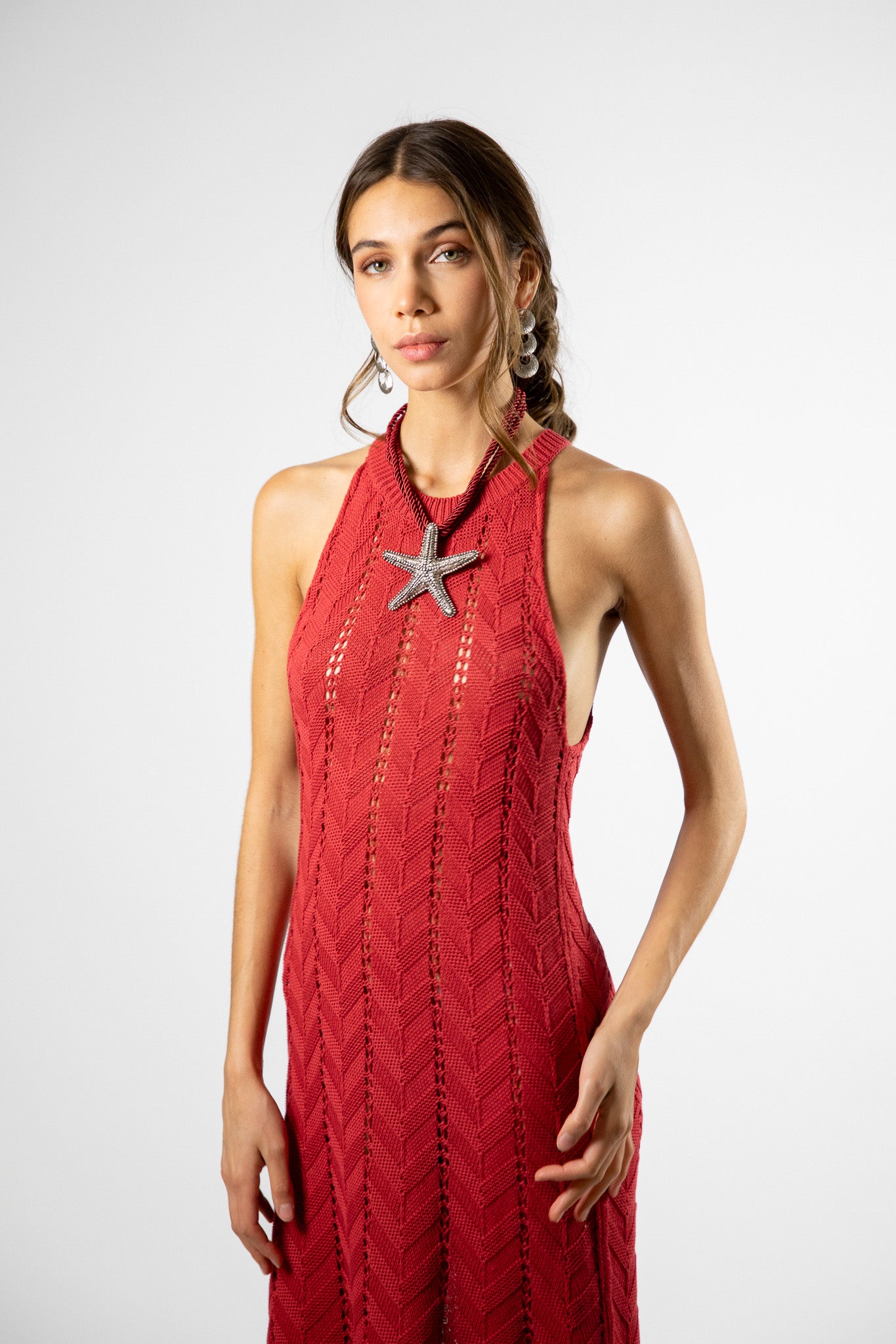 Vestido largo Algodón Elita Rojo