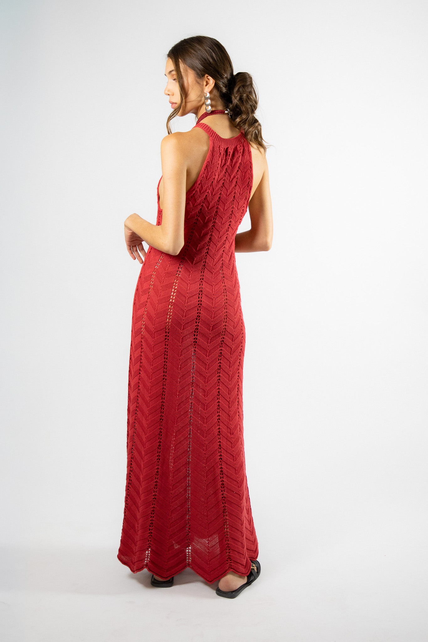 Vestido largo Algodón Elita Rojo