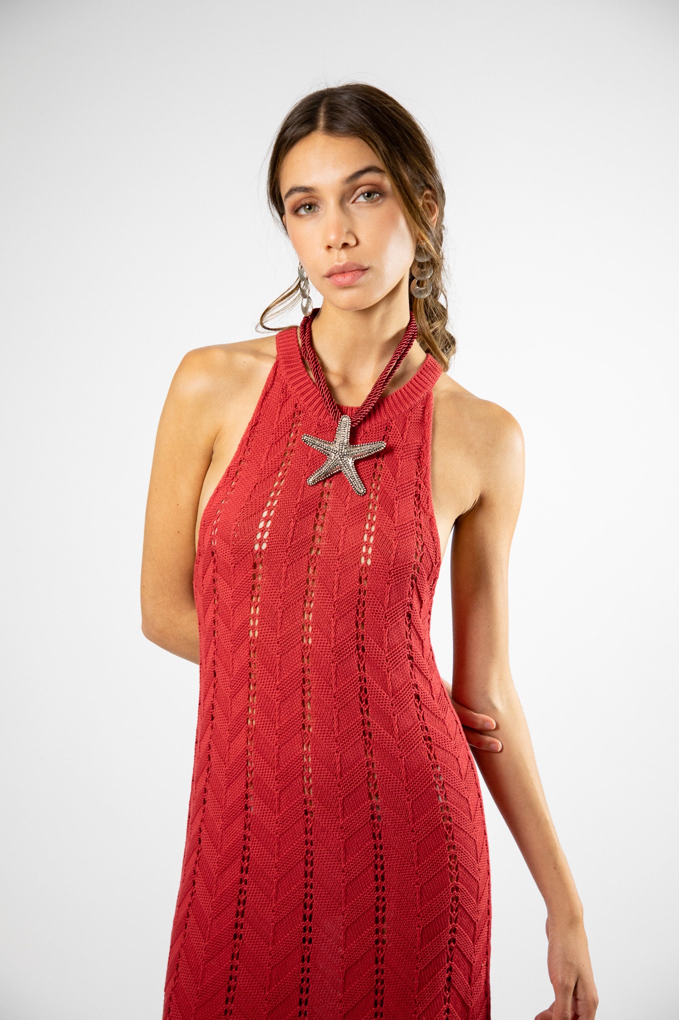 Vestido largo Algodón Elita Rojo