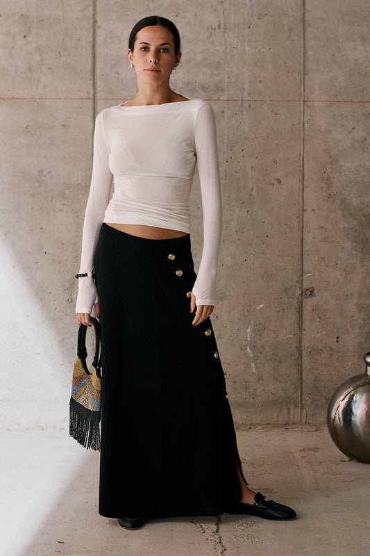 Falda Viscosa Sten Negro Total Look