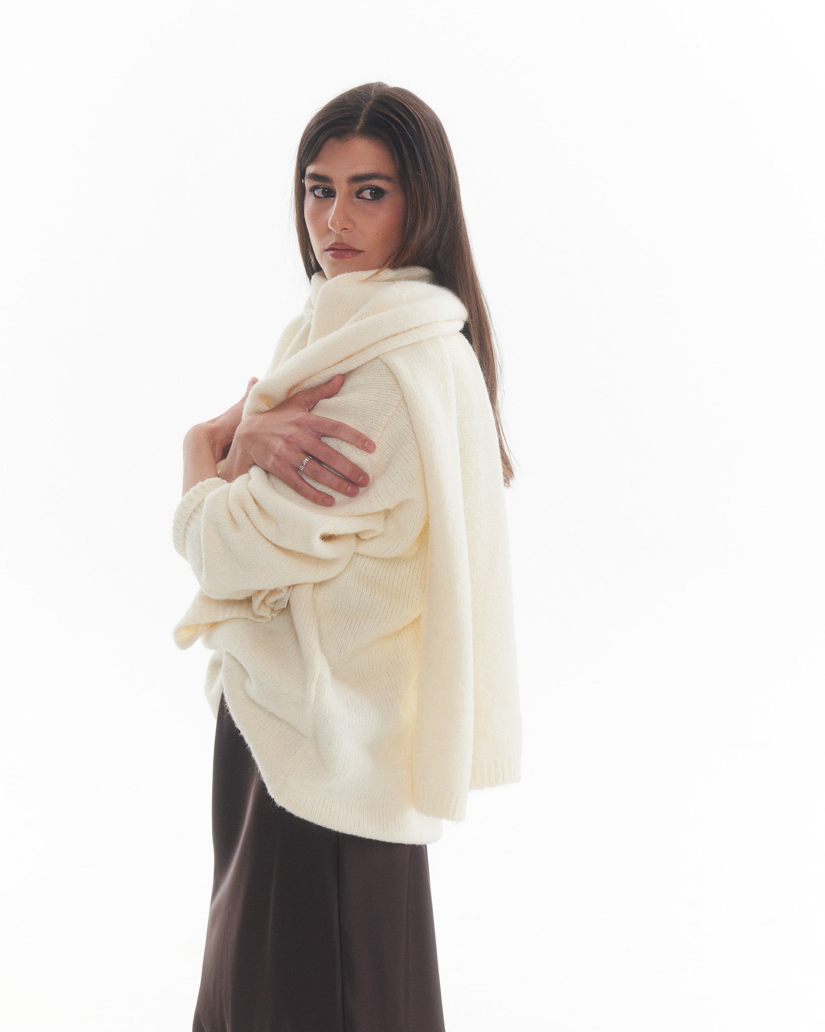 Set Sweater Bufanda Lana Fleur Crudo