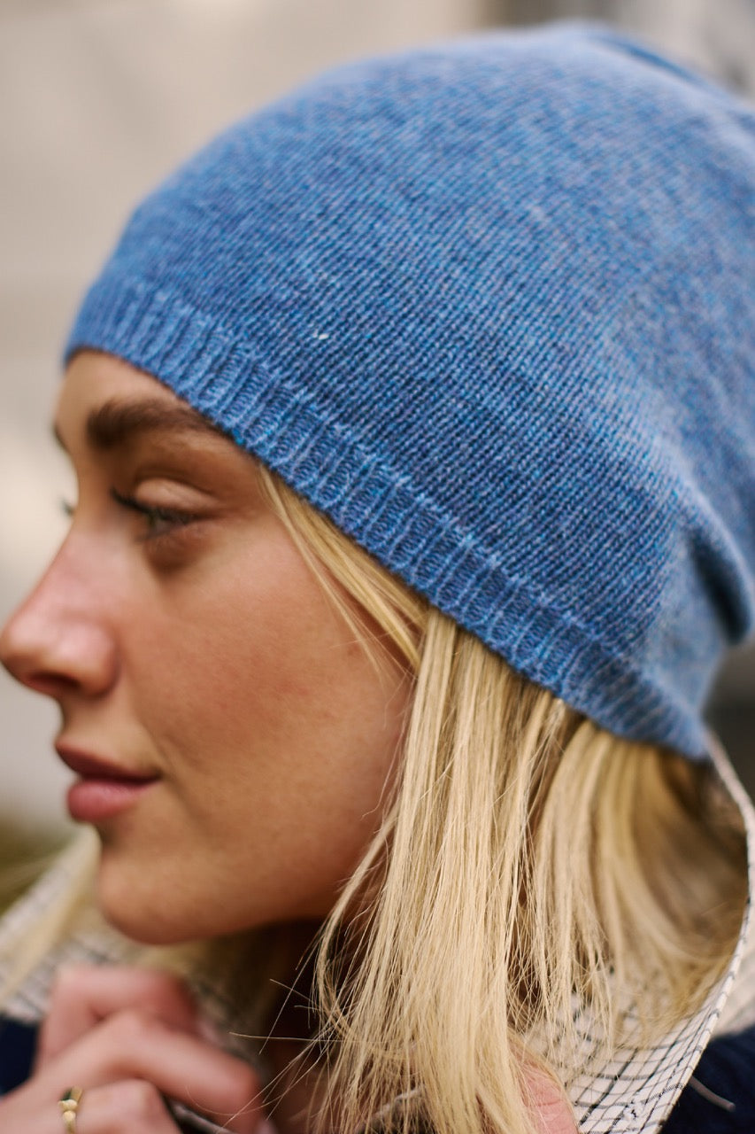 Gorro Lana y Cashmere Parma Celeste Detalle