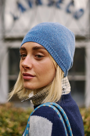 Gorro Lana y Cashmere Parma Celeste Vista Frontal