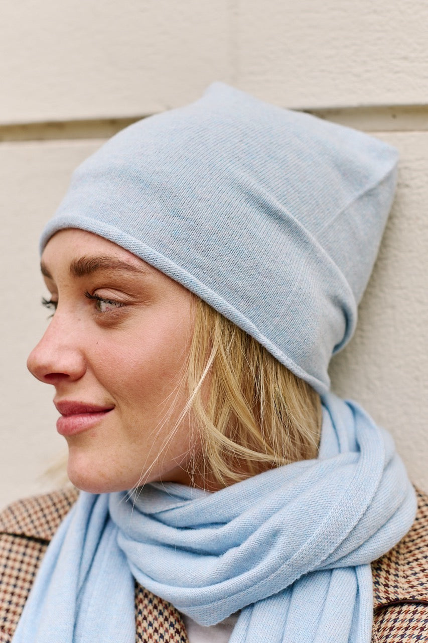 Gorro Lana y Cashmere Positano Celeste