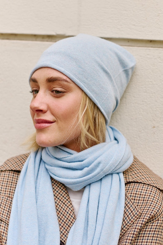Gorro Lana y Cashmere Positano Celeste