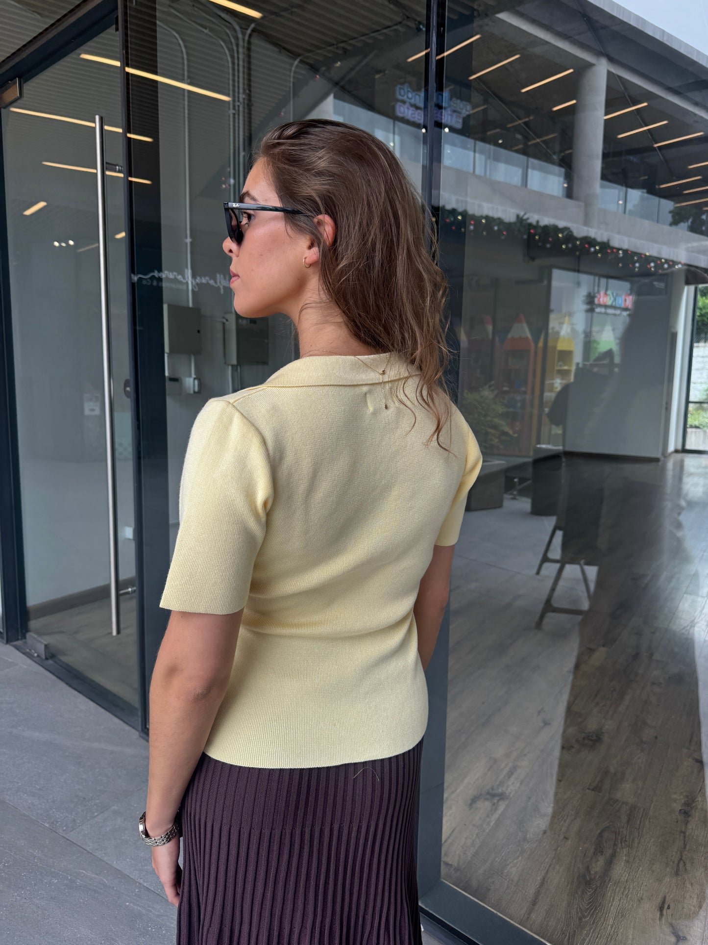 Top manga corta Viscosa Susana Amarillo Mantequilla