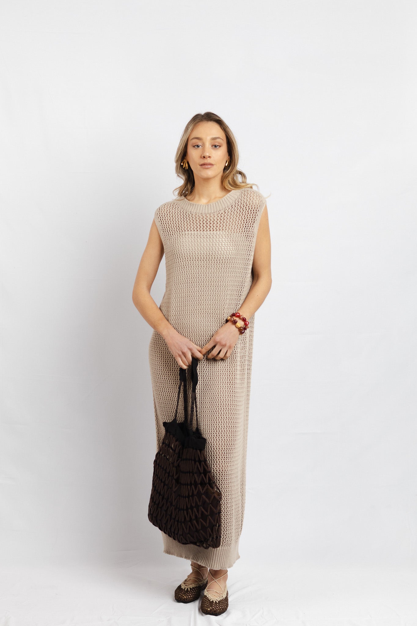 Vestido largo Algodón Paz Beige