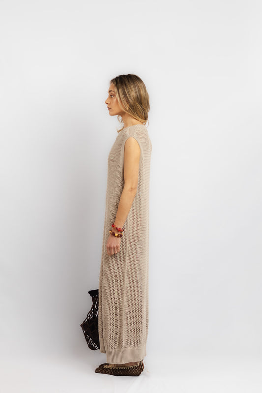 Vestido largo Algodón Paz Beige