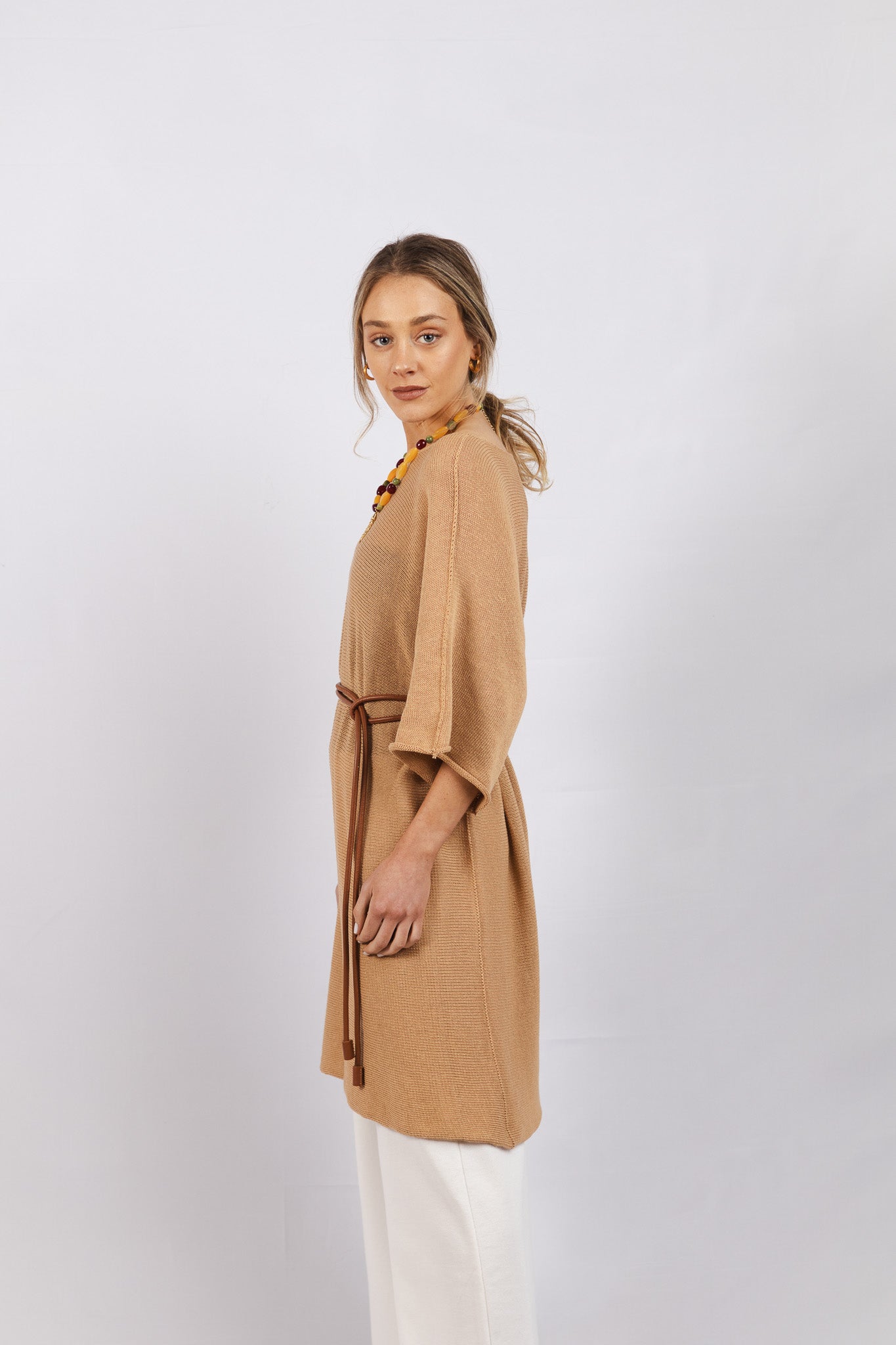 Vestido Lino y Algodón Benita Camel