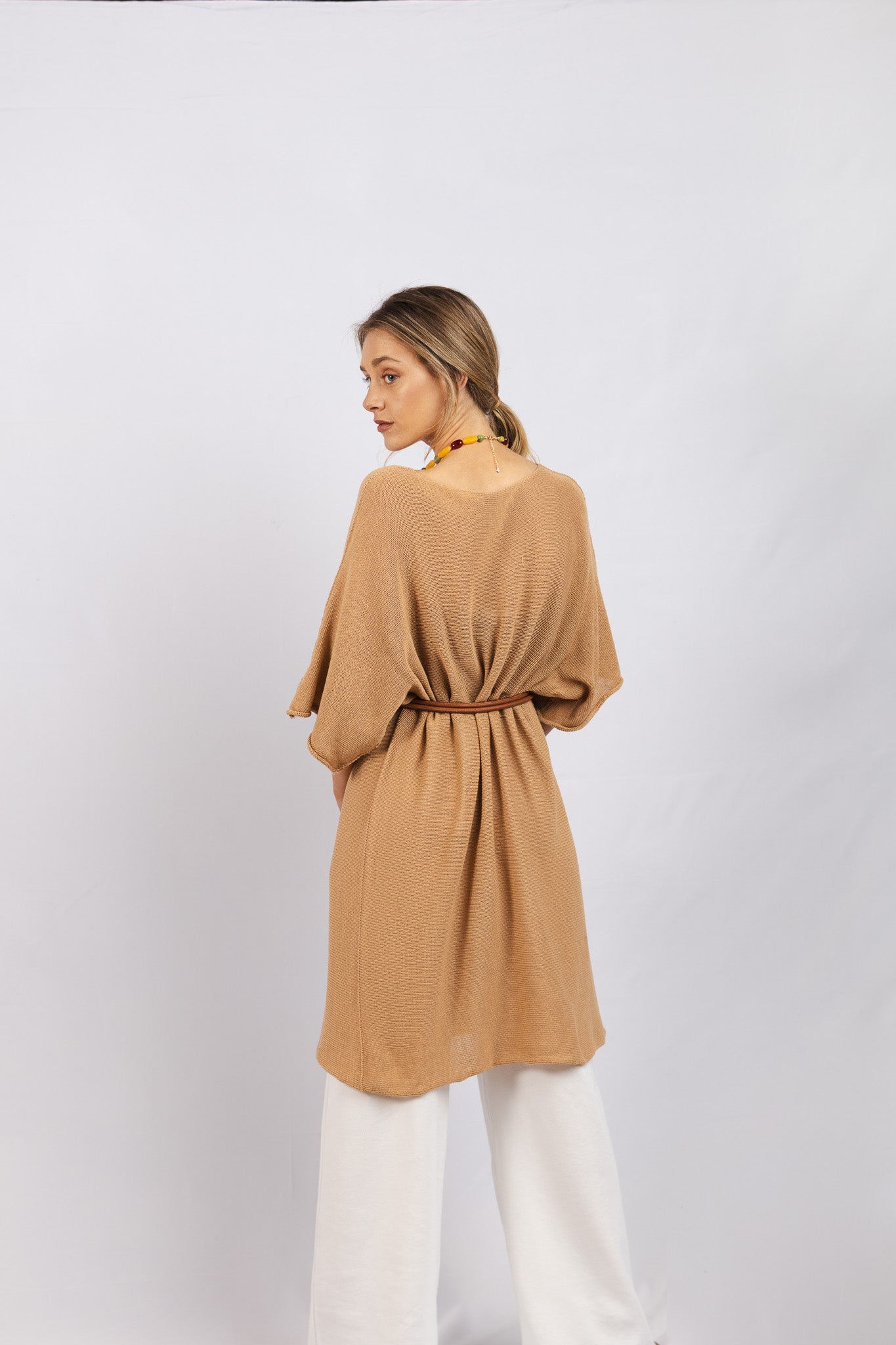 Vestido Lino y Algodón Benita Camel