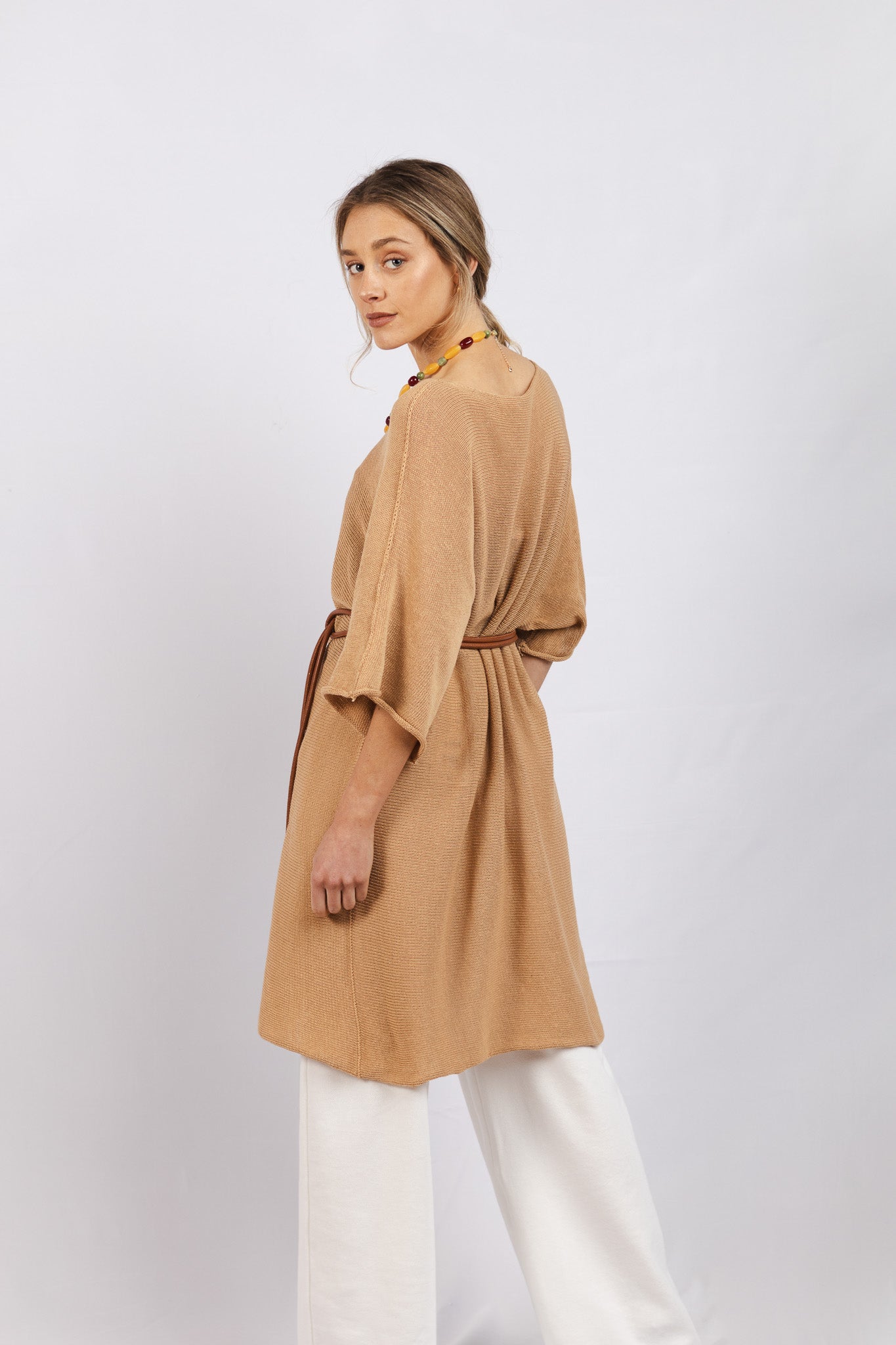 Vestido Lino y Algodón Benita Camel