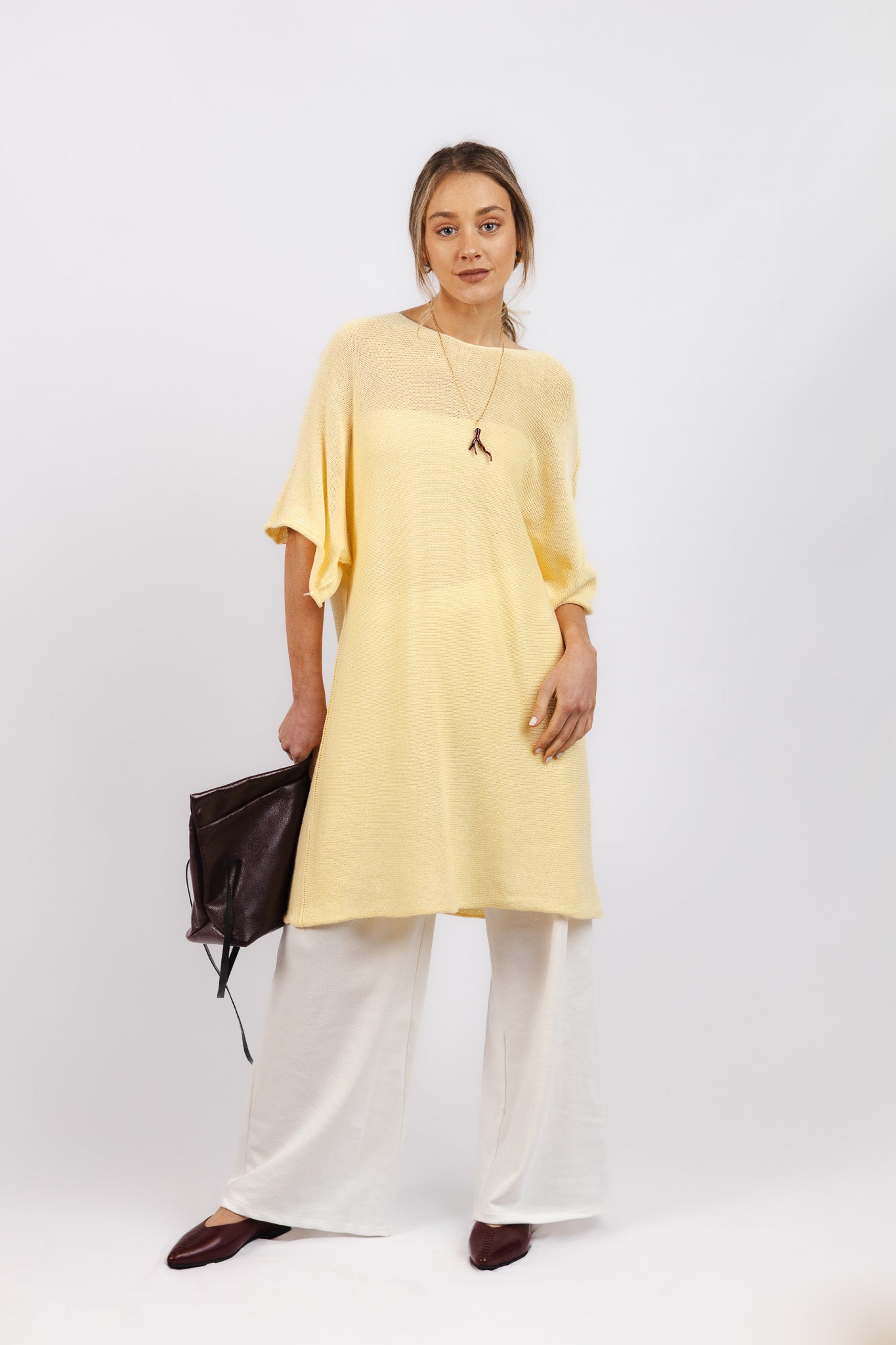 Vestido Lino y Algodón Benita Amarillo Mantequilla