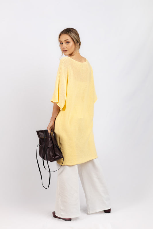 Vestido Lino y Algodón Benita Amarillo Mantequilla