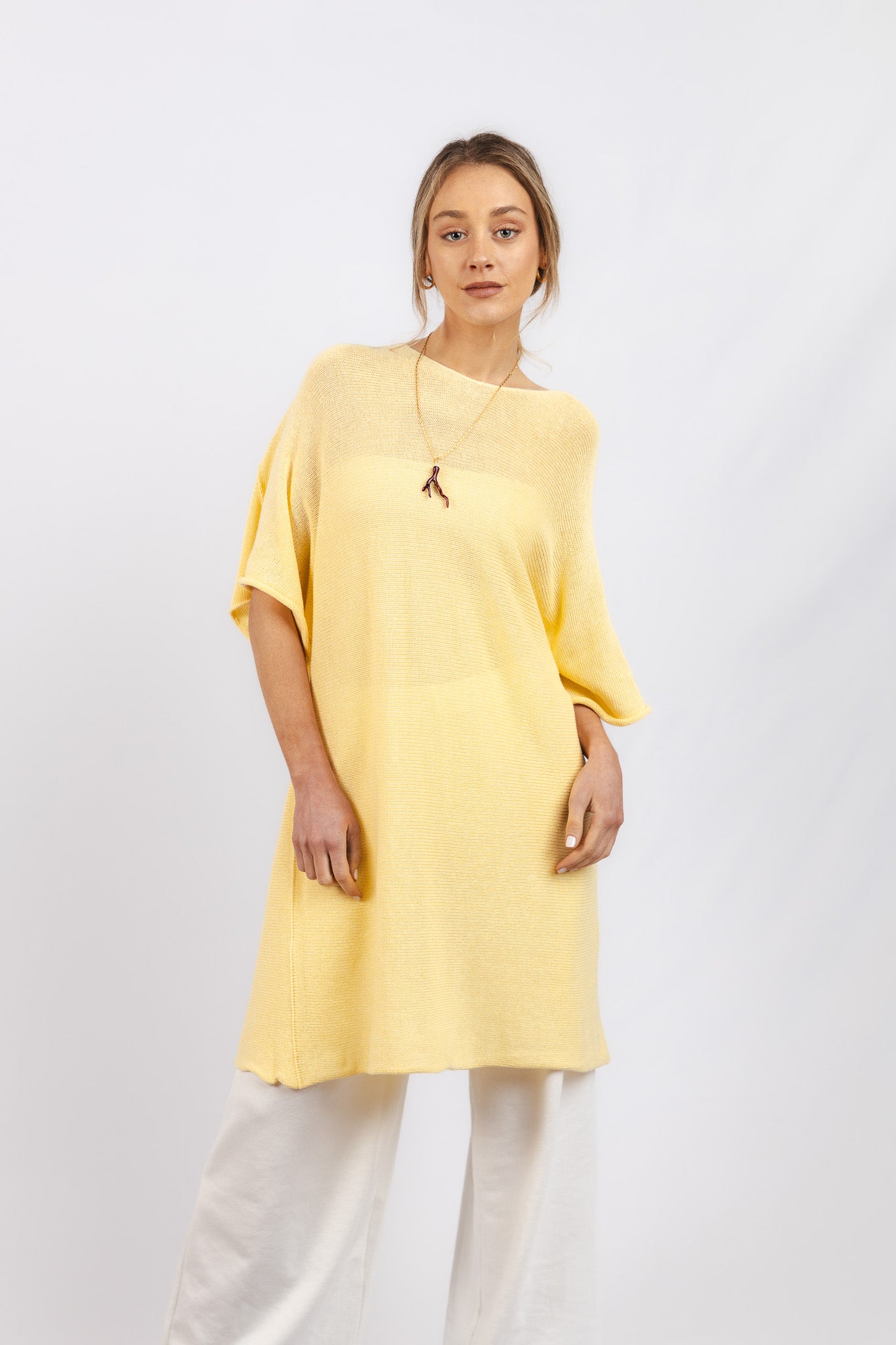 Vestido Lino y Algodón Benita Amarillo Mantequilla