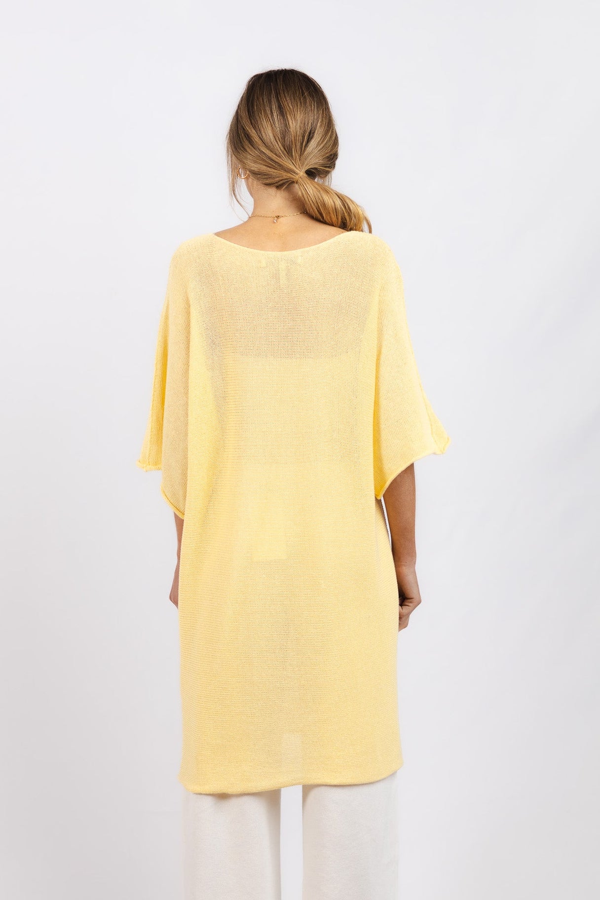 Vestido Lino y Algodón Benita Amarillo Mantequilla